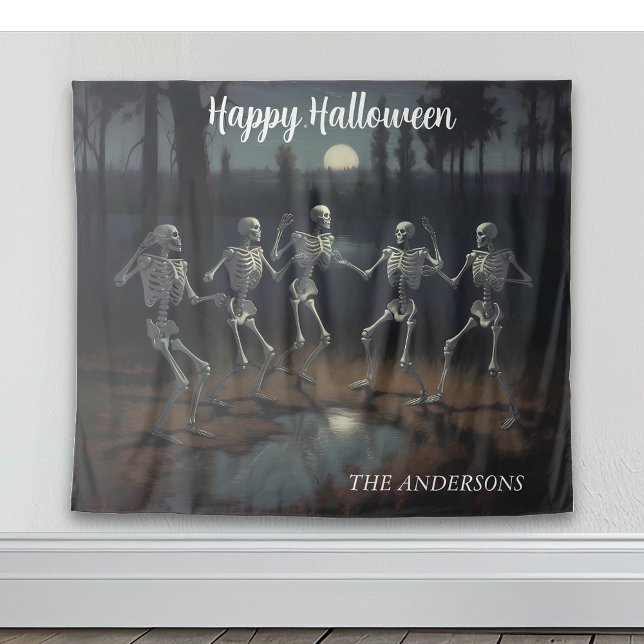 Tapete De Parede Cenário de esqueletos dançantes de Halloween (Criador carregado)