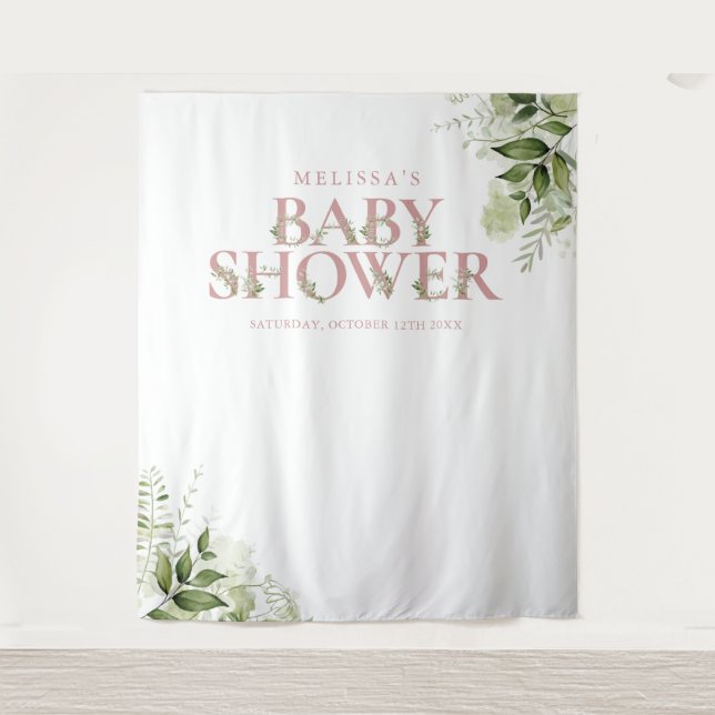 Tapete De Parede Cenário de Foto de Chá de Bebê Rosa Poento com Ver (Frente)