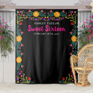 Tapete De Parede Cenário para Cabine de Fotos Sweet Sixteen Flores