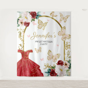 Tapete De Parede Cenário para Festa de Sweet 16 - Vestido Floral co