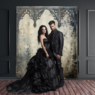 Tapete De Parede Cenas de Moodo Gótico Arcos de Vintagem Creme e Pr