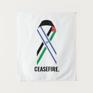 Tapete De Parede Cessar-Fogo, Israel e Palestina bandeiras de fita