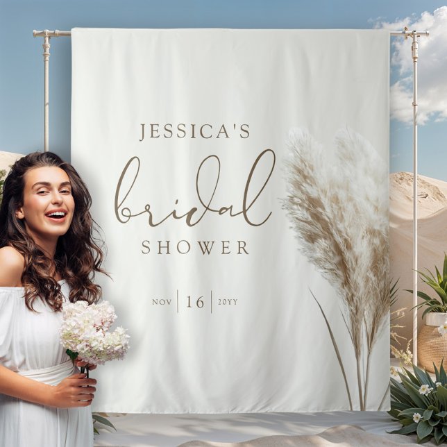 Tapete De Parede Chá de Bebê Boho Neutro com Grama das Pampas Fofa (Criador carregado)