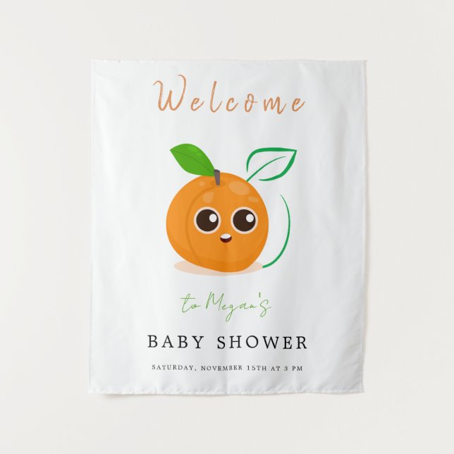 Tapete De Parede Chá de Bebê Clementine Laranja Fruta (Frente)