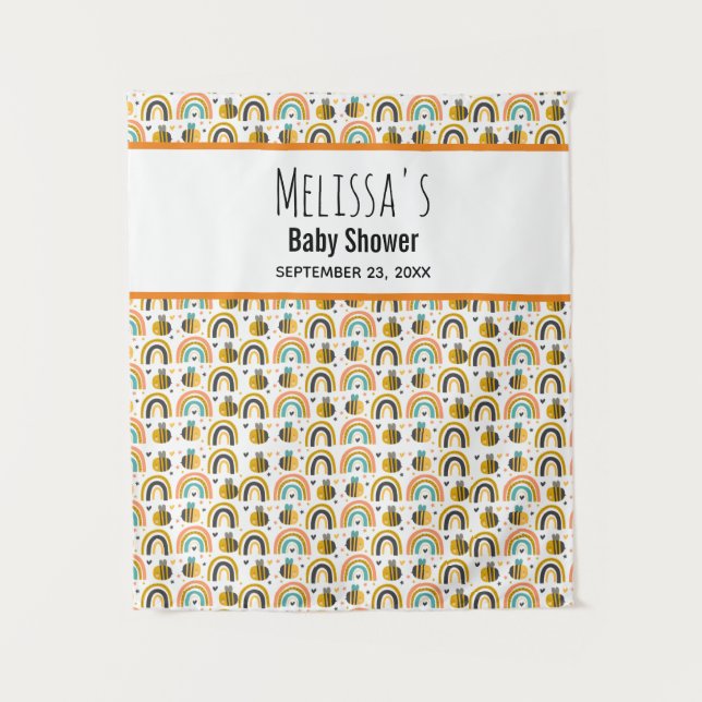 Tapete De Parede Chá de Bebê com Abelha e Arco-íris (Frente)