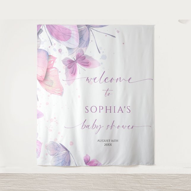 Tapete De Parede Chá de Bebê das Borboletas (Frente)