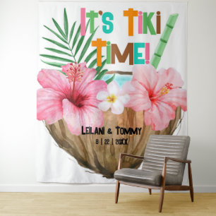 Tapete De Parede Chá de Bebê de Casal Tiki Tropical de Coquetel de 