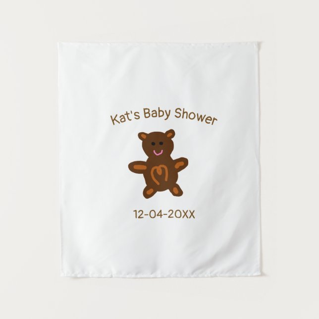 Tapete De Parede Chá de bebê do ursinho de pelúcia marrom adicione  (Frente)