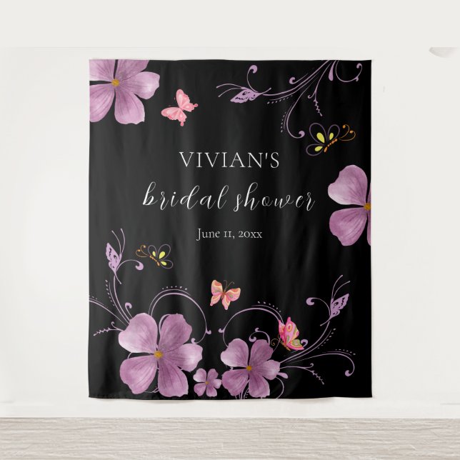 Tapete De Parede Chá de Bebê Elegante Baho Me Dá Borboletas (Frente)