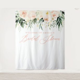 Tapete De Parede Chá de Bebê floral em aquarela rosa e verde