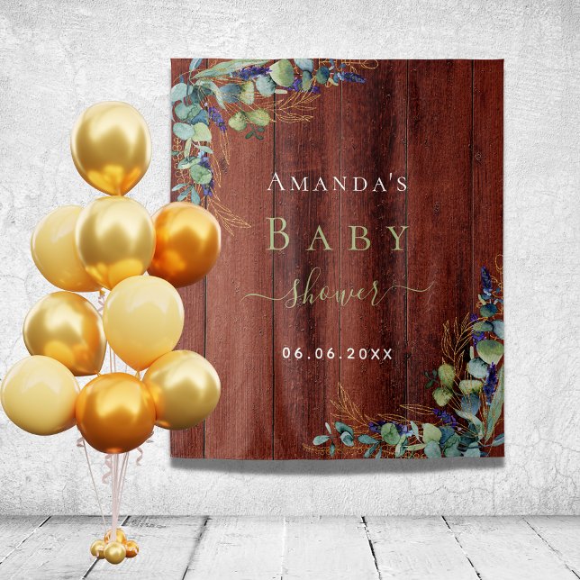 Tapete De Parede Chá de Bebê madeira marrom verde-rústico eucalipto (Criador carregado)