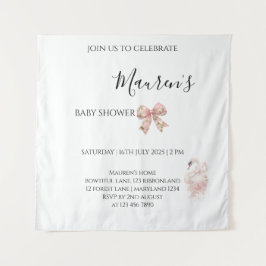 Tapete De Parede Chá de Bebê Menina com Laço Rosa