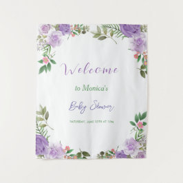 Tapete De Parede Chá de Bebê Menina Flor de Primavera Roxa