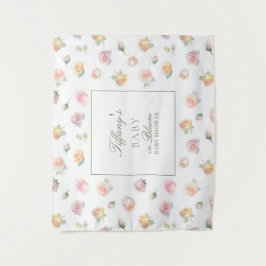 Tapete De Parede Chá de Bebê Menina Florido Aquarela Elegante