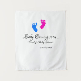 Tapete De Parede Chá de bebê menino ou menina pés de bebê azul rosa