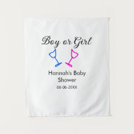 Tapete De Parede Chá de bebê menino ou menina rosa azul vidro nome 