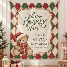 Chá de Bebê Préppy Urso de Natal Vintage