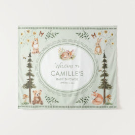 Tapete De Parede Chá de Bebê Verde Sage Florestal Bem-vindo