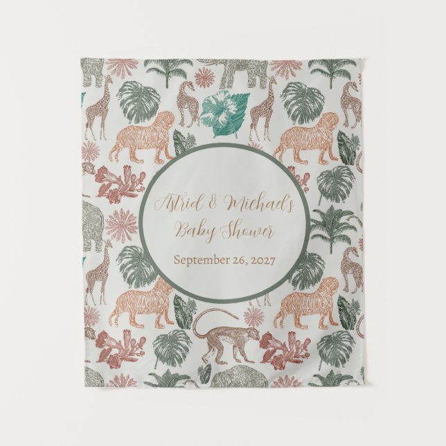 Tapete De Parede Chá de fraldas Boho Jungle Safari (Frente)