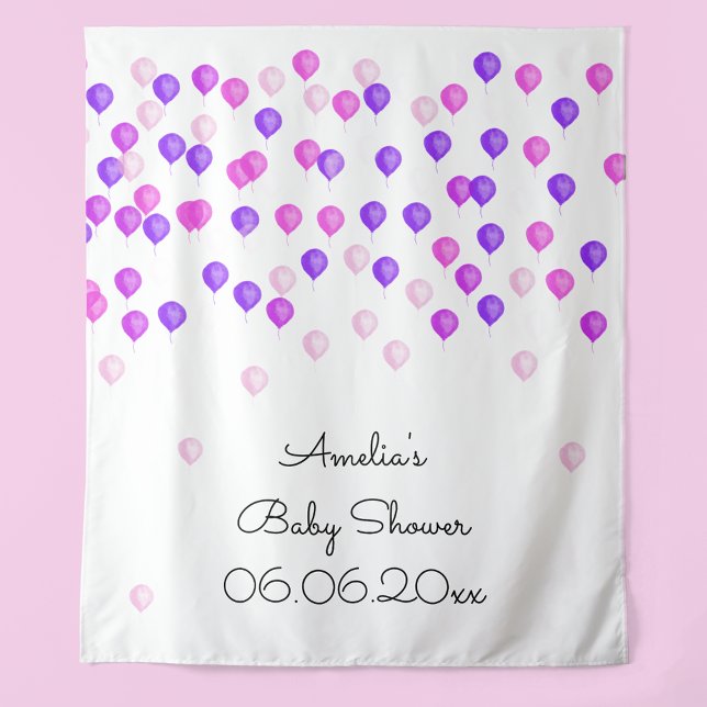 Tapete De Parede Chá de fraldas bonito De Balão Rosa E Roxo (Criador carregado)