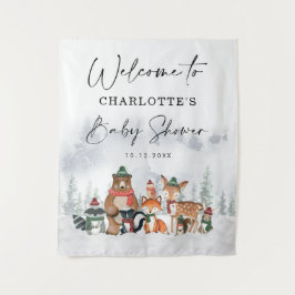 Tapete De Parede Chá de fraldas de animais da floresta de inverno b