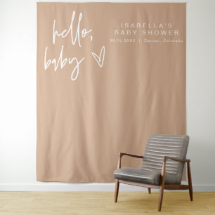 Tapete De Parede CHÁ DE FRALDAS de Beige Boêmia Moderna do Coração