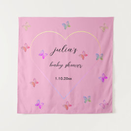 Tapete De Parede Chá de fraldas de borboleta cor-de-rosa