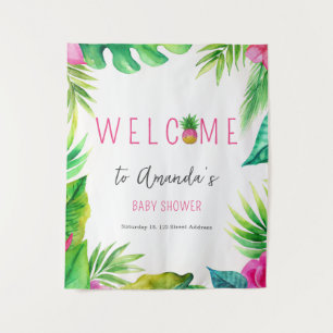 Tapete De Parede Chá de fraldas de Menina Rosa com Pacificadores da