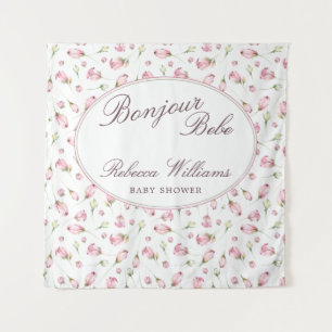 Tapete De Parede Chá de fraldas de rosas de Bebe Macaron Bonjour