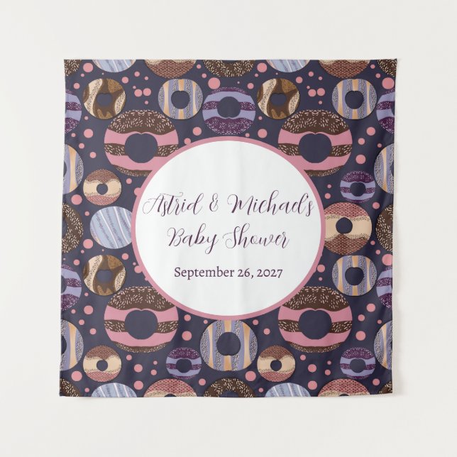 Tapete De Parede Chá de fraldas de Rosquinhas Roxas (Frente)