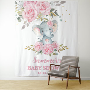 Tapete De Parede Chá de fraldas Floral Rosa-Elefante