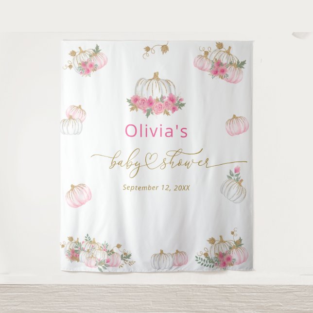 Tapete De Parede Chá de fraldas Floral Rosa Pumpkin (Frente)