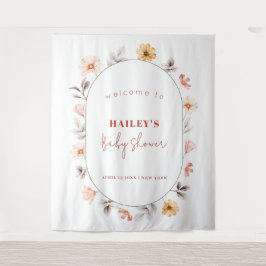 Tapete De Parede Chá de fraldas Simples de Boho Wildflower Frame