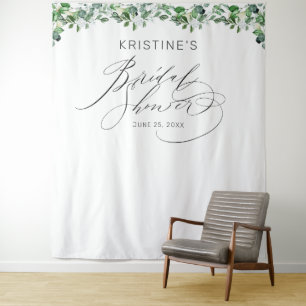 Tapete De Parede Chá de Noiva Floral Verde Elegante Branco