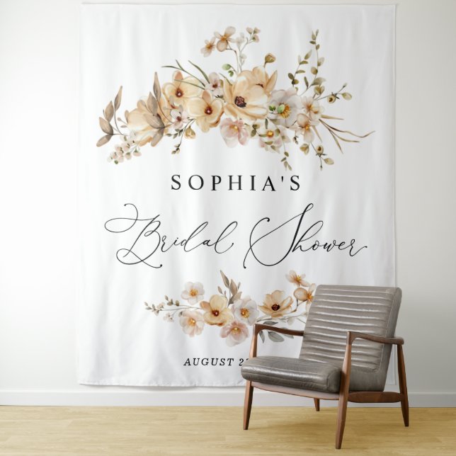 Tapete De Parede Chá de Noiva Flores Selvagens Bege (In Situ)