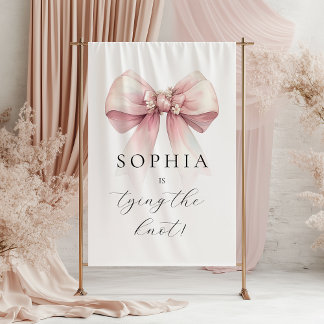 Tapete De Parede Chá de Noiva Pink Bow She's Tying The Knot