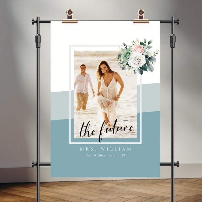 Tapete De Parede Chá de panela Azul Geométrico Moderno ( Modern Geometric Dusty Blue Bridal Shower Decor Tapestry)