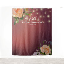 Chá de panela Foto Backdrop Flores Luzes de String