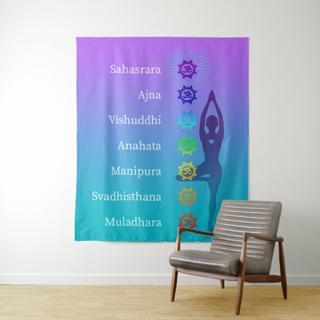 Tapete De Parede Chakra Tree Pose: Meditação Espiritual de Yoga Art (In Situ)