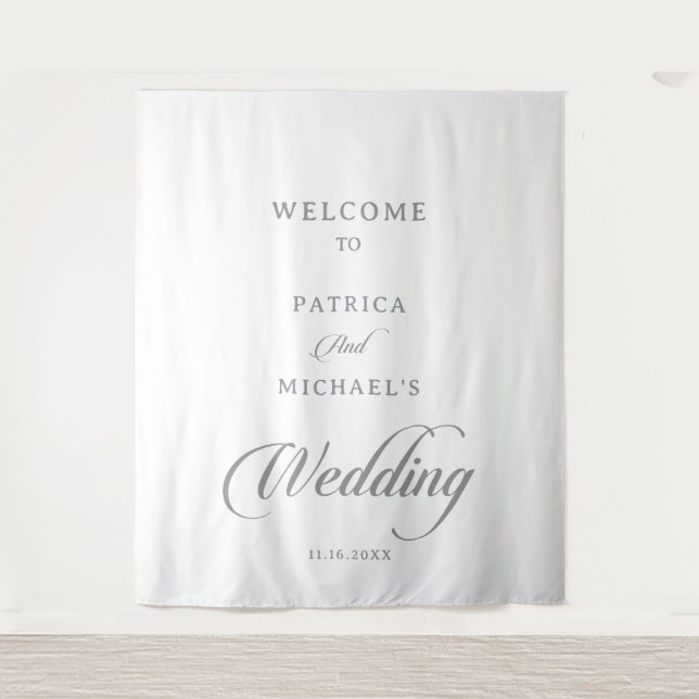 Tapete De Parede Chamada de Caligrafia Clássica Chic Casamento Bem- (Frente)