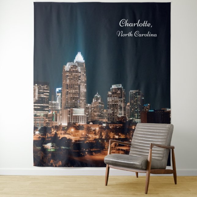 Tapete De Parede Charlotte North Carolina City Skyline Night (In Situ)