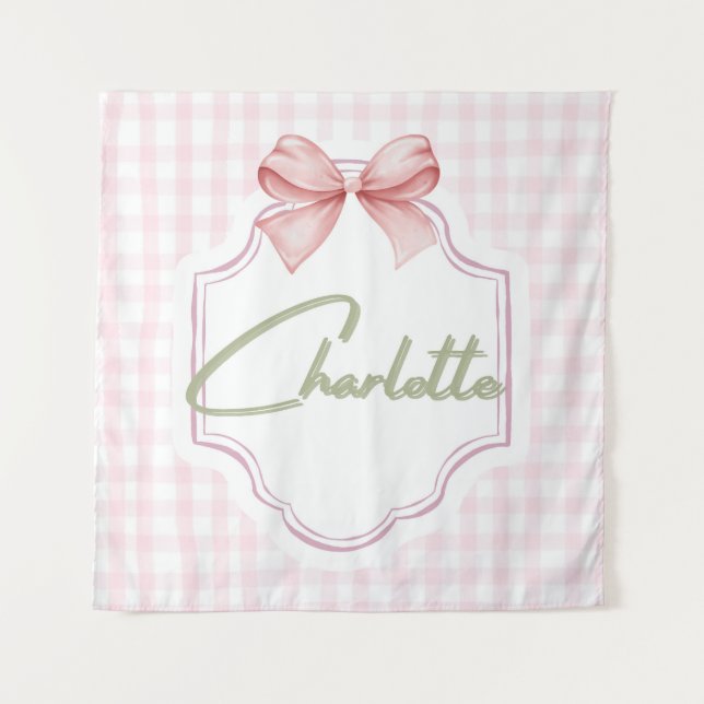 Tapete De Parede Charlotte Personalizada Arco Rosa & Gingham Impres (Frente)