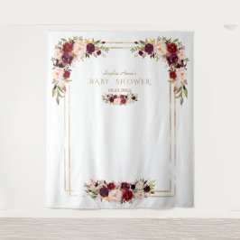 Tapete De Parede Charm Burgundy Floral Chá de fraldas Rosa, Booth
