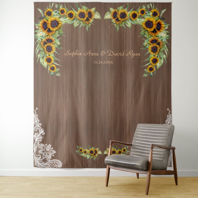 Tapete De Parede Charm Sunflower Weding Wood Lace Foto Booth (In Situ)