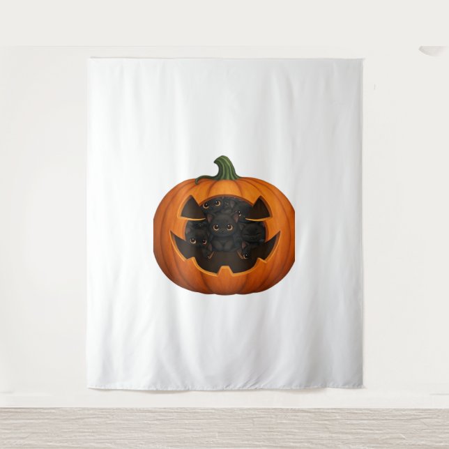 Tapete De Parede Cheio de abóboras de gatinhos - Dia das Bruxas de  (Frente)