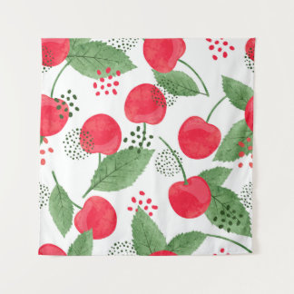 Tapete De Parede Cherry Berries Vintage, Watercolor Seamless.