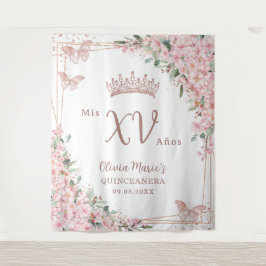 Tapete De Parede Cherry Blossomo Rosa Butterflies Quinceañera