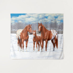 Tapete De Parede Chestnut Appaloosa Sorrel Quarter Hores em Neve