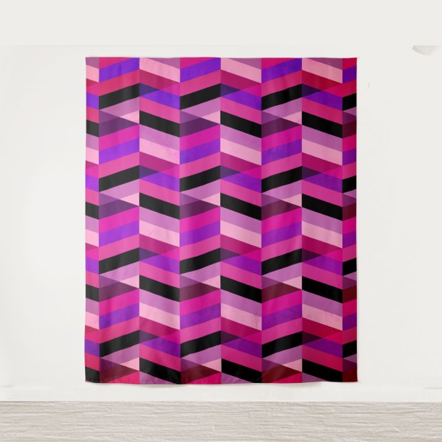 Tapete De Parede Chevron/Herringbone Abstrato | Roxos e Violeta (Frente)