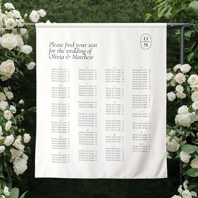 Tapete De Parede Chic Monogram Wedding Alphabet Seating Wedding (Criador carregado)